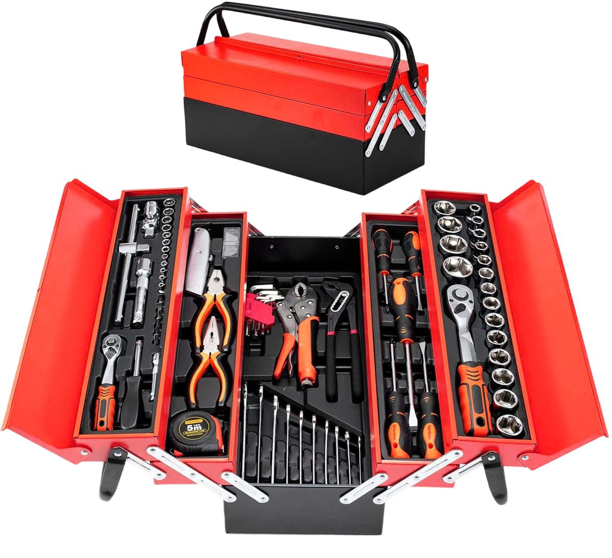 85 Piece Hand Tool Socket Wrench Set with Metal Mechanic Tool Box Car Tool